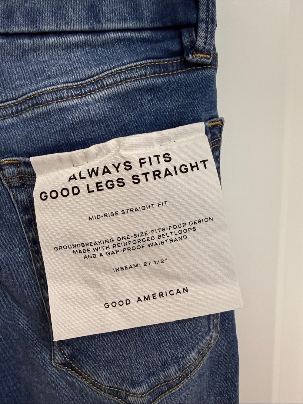 Good American Straight Leg Jeans - Medium Blue Wash - Picture 5 of 5